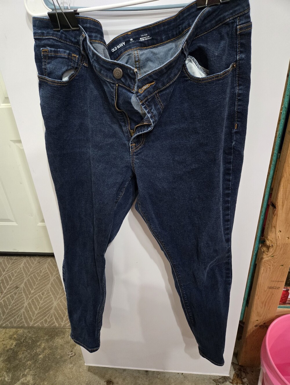 Old Navy Rockstar Super Skinny Jeans - Dark Blue with Dark Blue Waistband